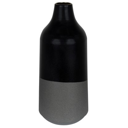 Dora Tall Cement Gray and Black Dipped Vase