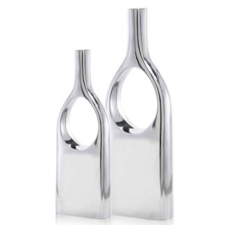 Buffed Aluminum, View Thru - Vases Set of 2 3.5" x 9" x 25"